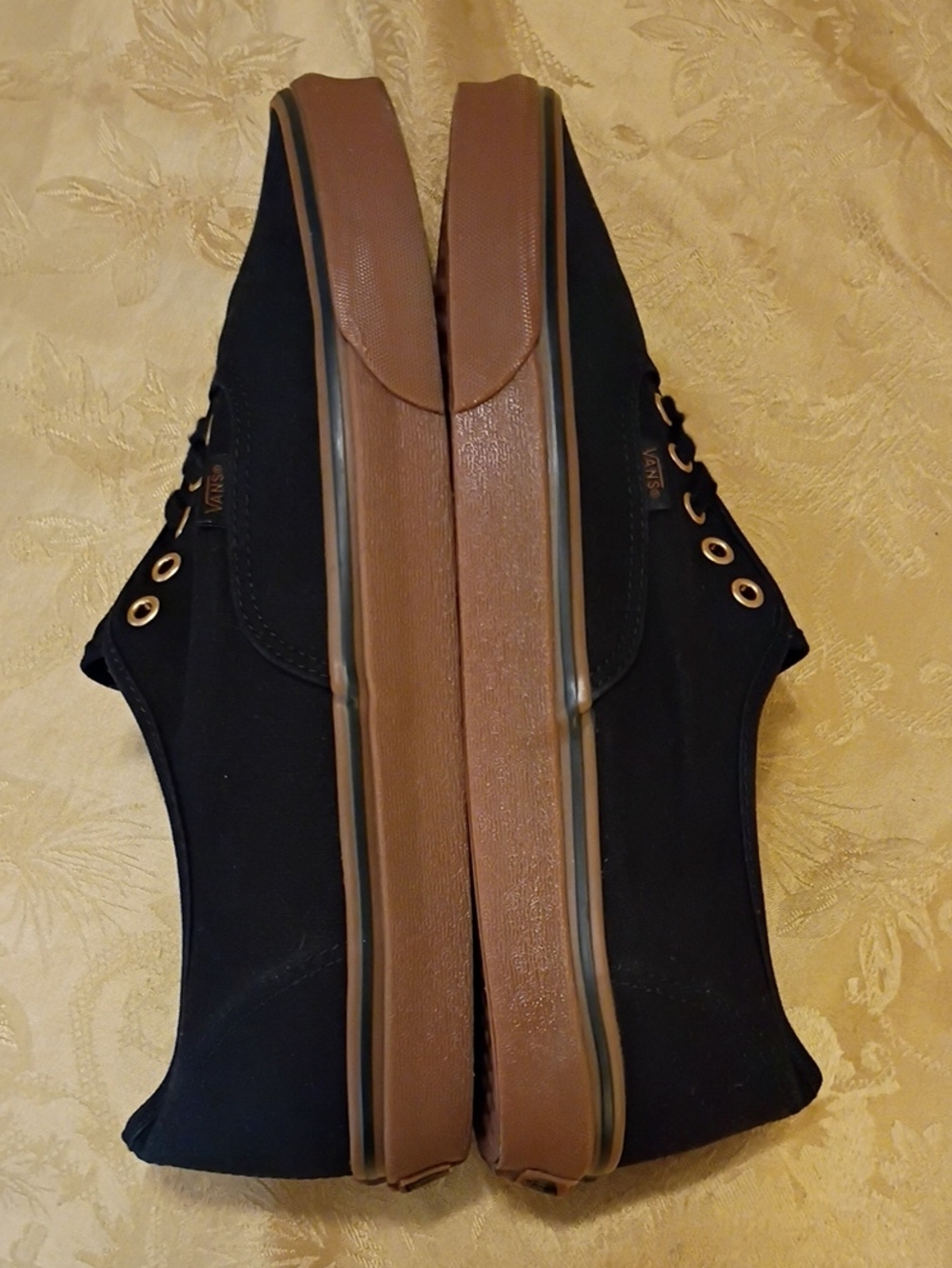 VANS Canvas Shoe - Black/Brown Gold Metal Eyelets Men's 13.0 Women's 14.5 - Picture 8 of 11